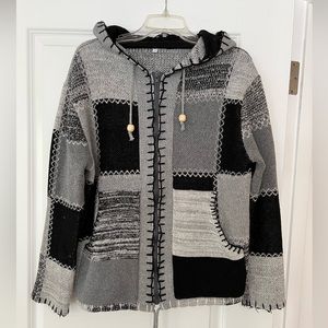 Thick boho zippered hooded sweater